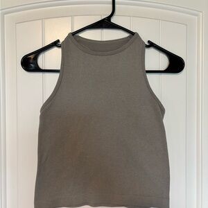 Free People Gray Fitted Crop Tank Top